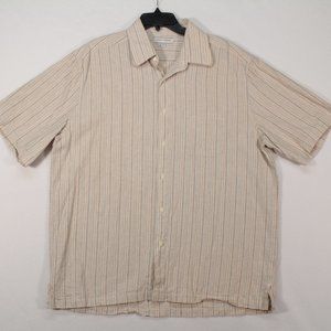 Joseph Abboud Shirt Men's XL Multicolor Short Sleeve Striped Linen